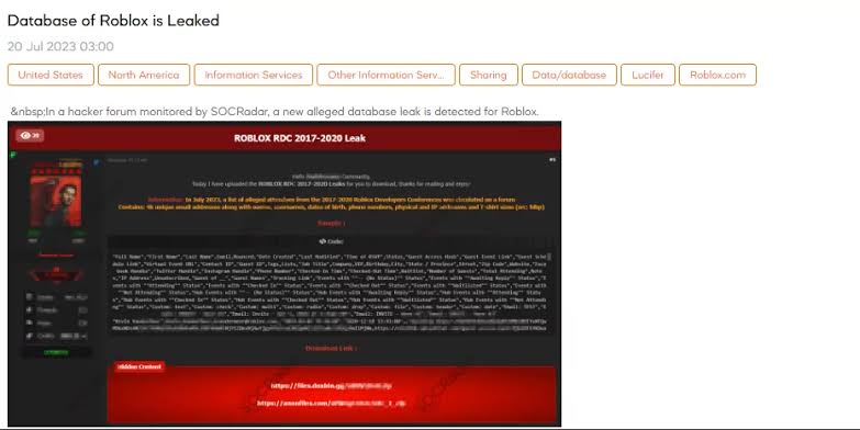 Roblox Data Breach