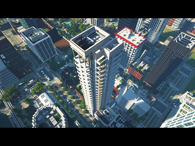 Street Level and Interior Details for a Skyscraper in Minecraft